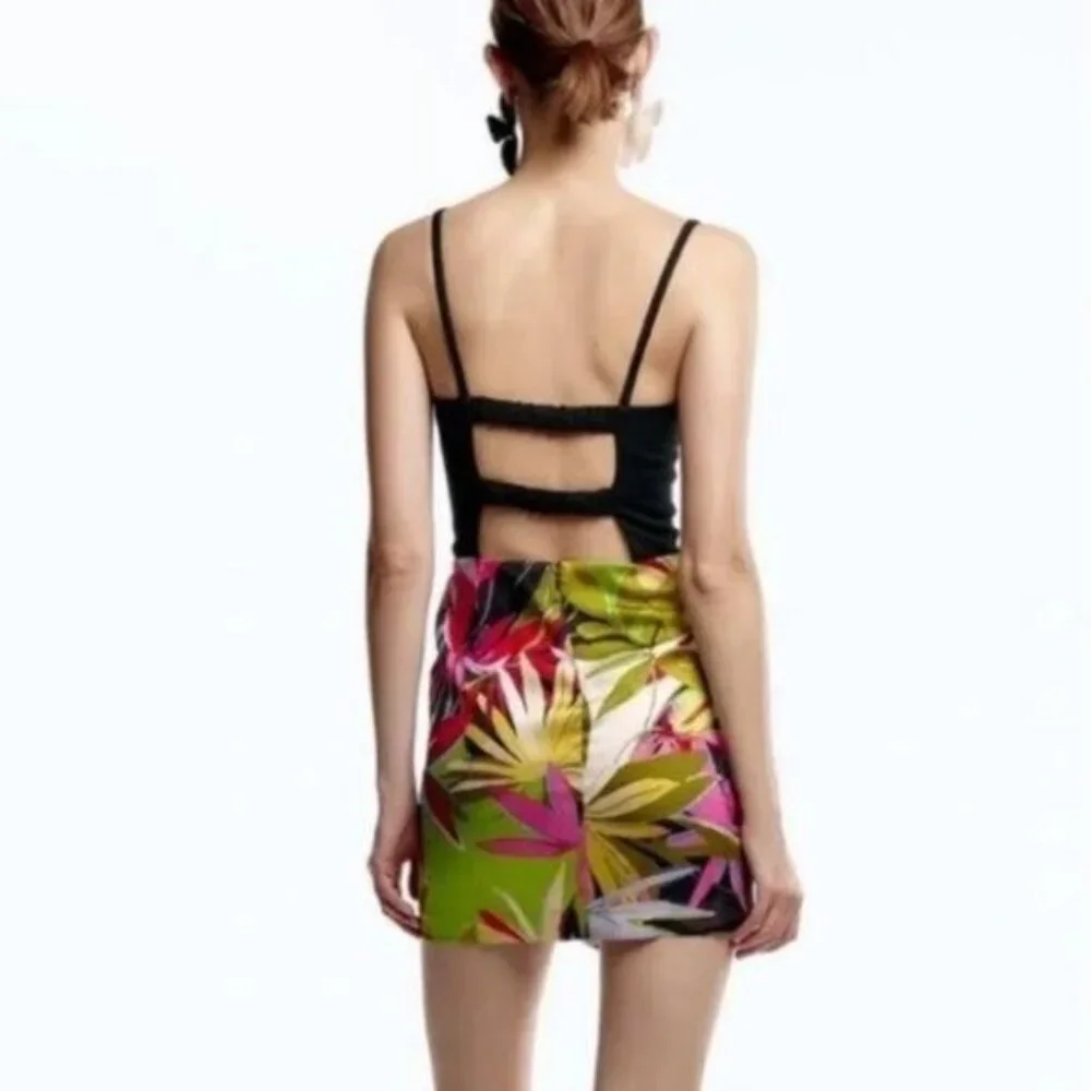 Zara | Contrasting Mixed Pareo Wrap Mini Dress Multicolored - Picture 2 of 10